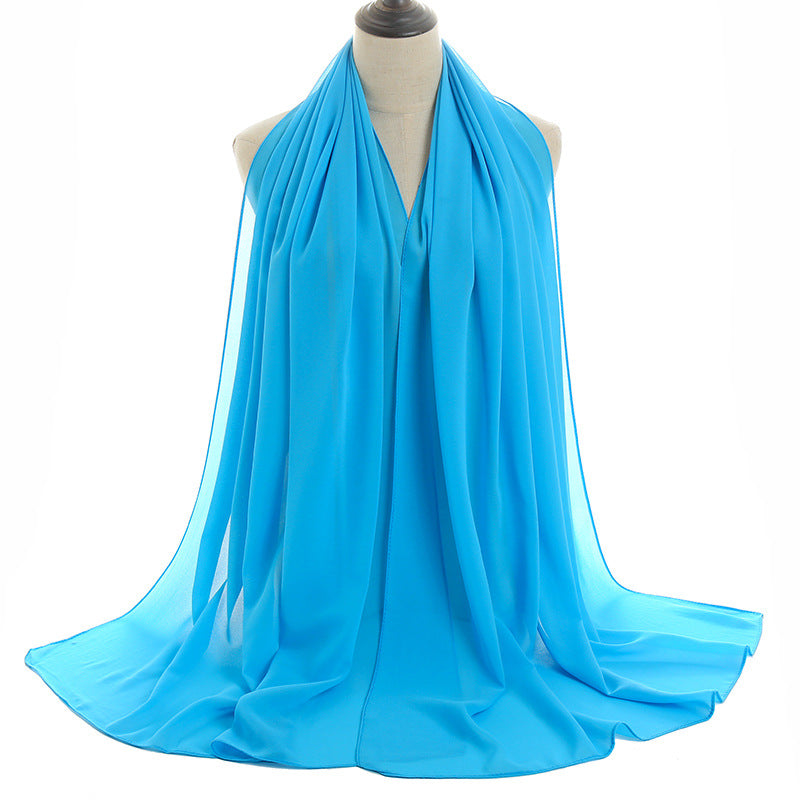 YW016  Plain pearl chiffon hijab