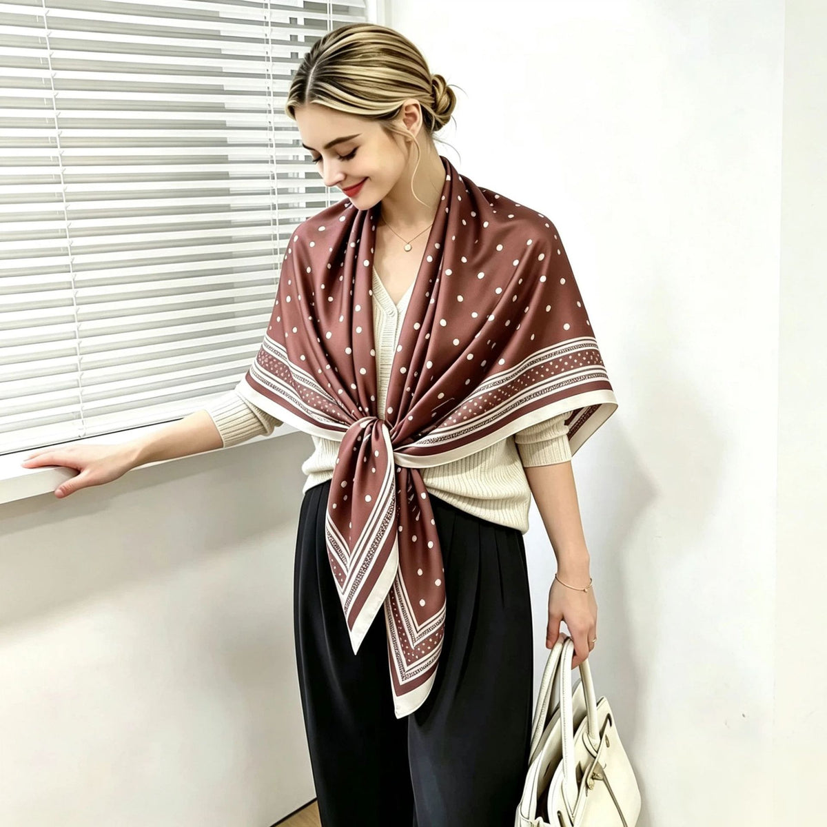 S11001  110*110 cm Printed Silk-Look Large Square Scarf