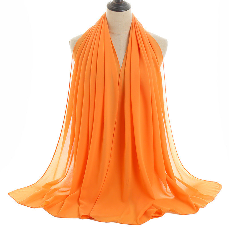 YW016  Plain pearl chiffon hijab
