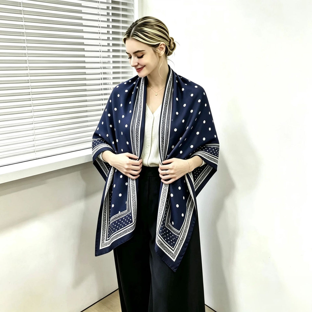 S11001  110*110 cm Printed Silk-Look Large Square Scarf