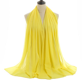YW016  Plain pearl chiffon hijab