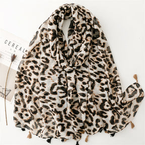 SL2202-009  Women's Ethnic Cotton Linen Feel Scarf with Wheat Ears Tassels