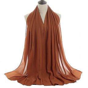 YW016  Plain pearl chiffon hijab