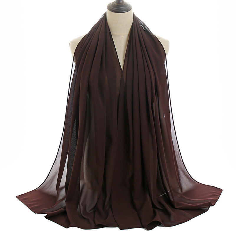 YW016  Plain pearl chiffon hijab