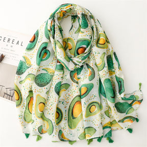 SL2202-009  Women's Ethnic Cotton Linen Feel Scarf with Wheat Ears Tassels