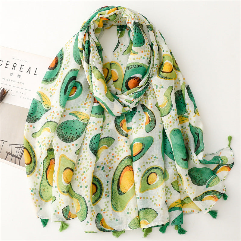 SL2202-009  Women's Ethnic Cotton Linen Feel Scarf with Wheat Ears Tassels
