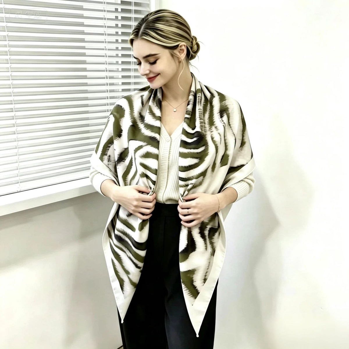 S11001  110*110 cm Printed Silk-Look Large Square Scarf