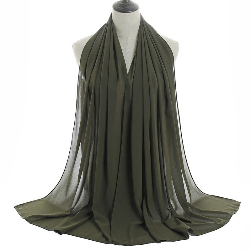 YW016  Plain pearl chiffon hijab
