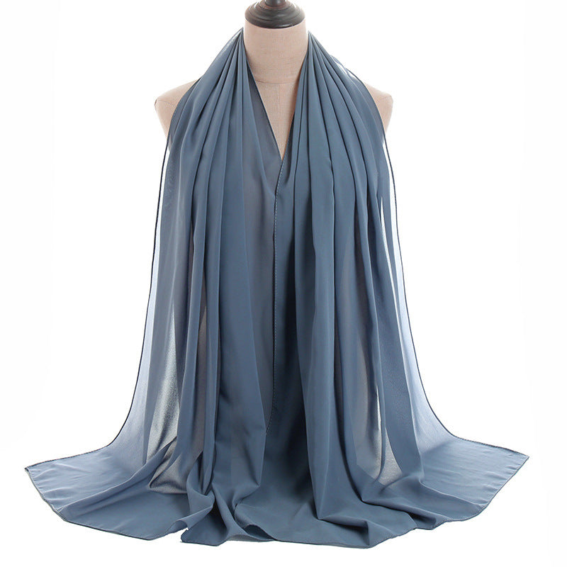 YW016  Plain pearl chiffon hijab