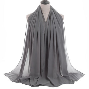 YW016  Plain pearl chiffon hijab