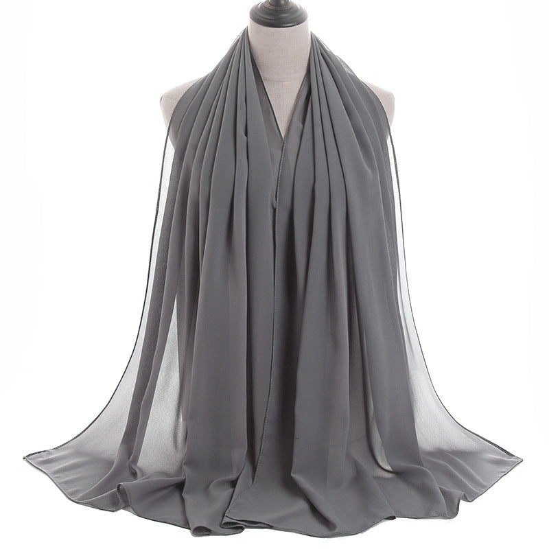 YW016  Plain pearl chiffon hijab