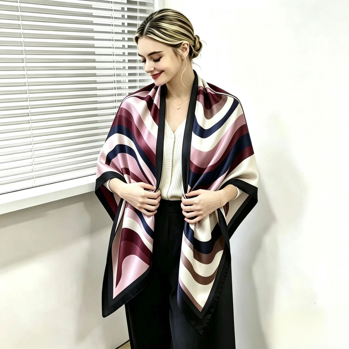 S11001  110*110 cm Printed Silk-Look Large Square Scarf