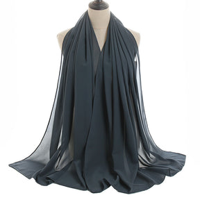 YW016  Plain pearl chiffon hijab