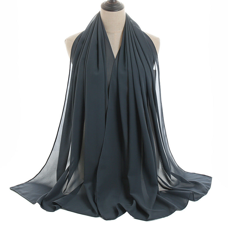 YW016  Plain pearl chiffon hijab