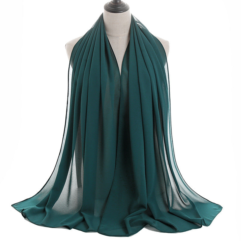 YW016  Plain pearl chiffon hijab