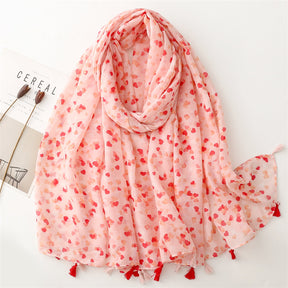 SL2202-009  Women's Ethnic Cotton Linen Feel Scarf with Wheat Ears Tassels