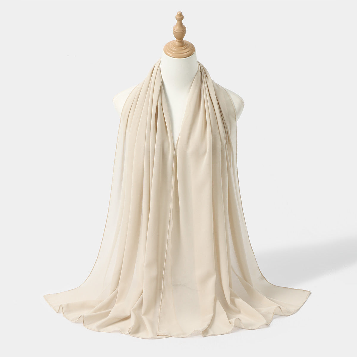 YW016  Plain pearl chiffon hijab