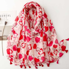 SL2202-009  Women's Ethnic Cotton Linen Feel Scarf with Wheat Ears Tassels