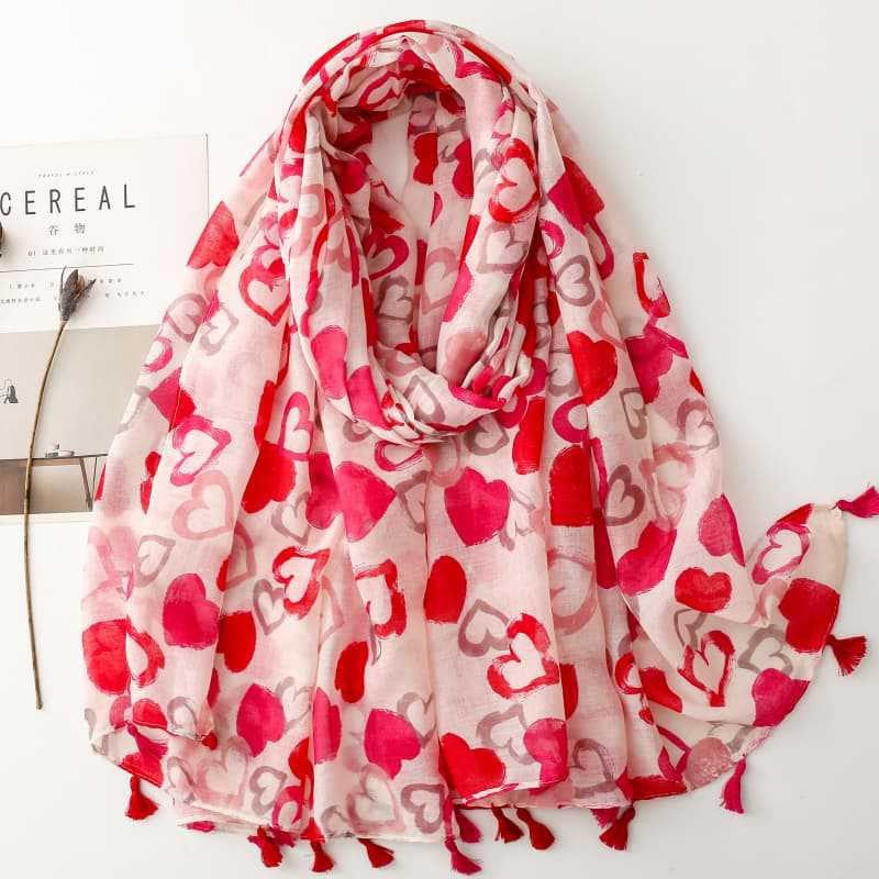 SL2202-009  Women's Ethnic Cotton Linen Feel Scarf with Wheat Ears Tassels