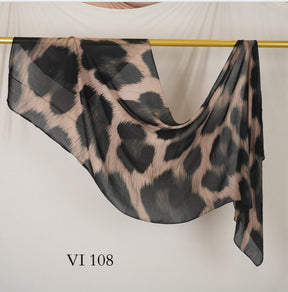 DL001  Modal printed hijab with square corners and rolled hem