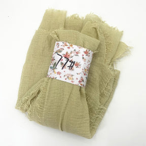 WJ01  Plain Seersucker Crinkle Fringe Edge Large Hijab