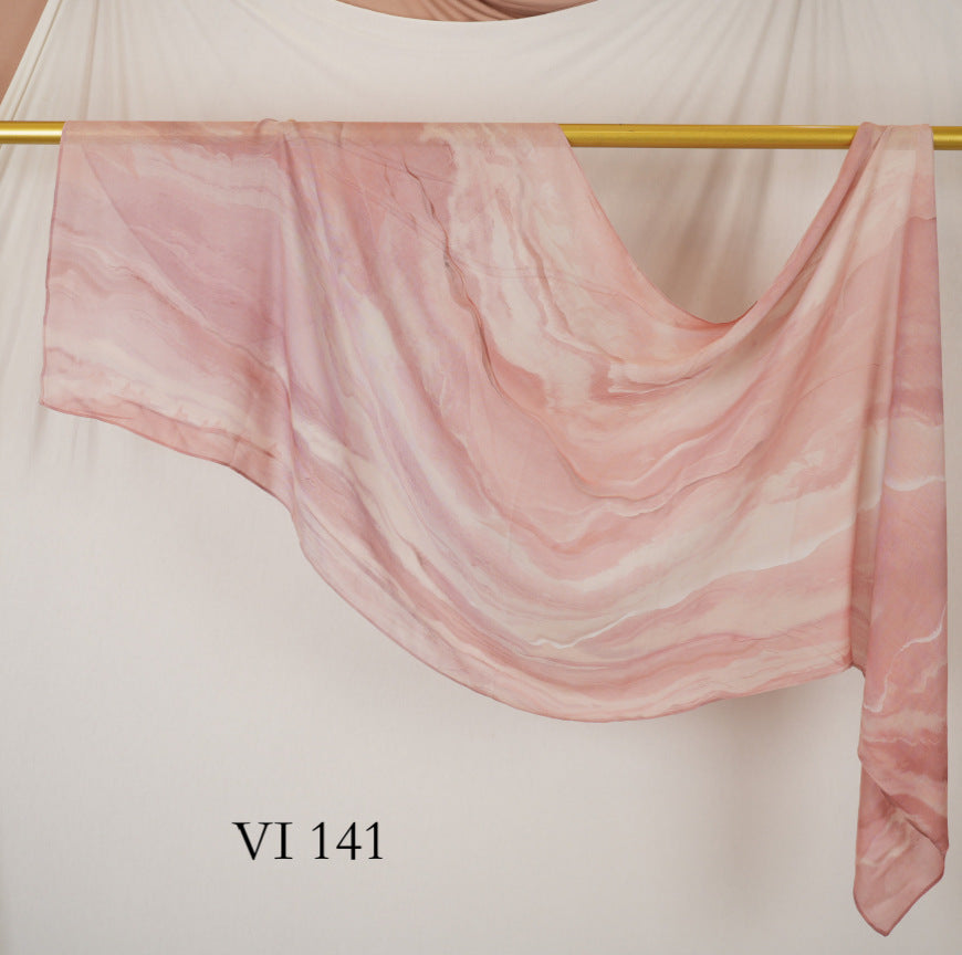 DL001  Modal printed hijab with square corners and rolled hem