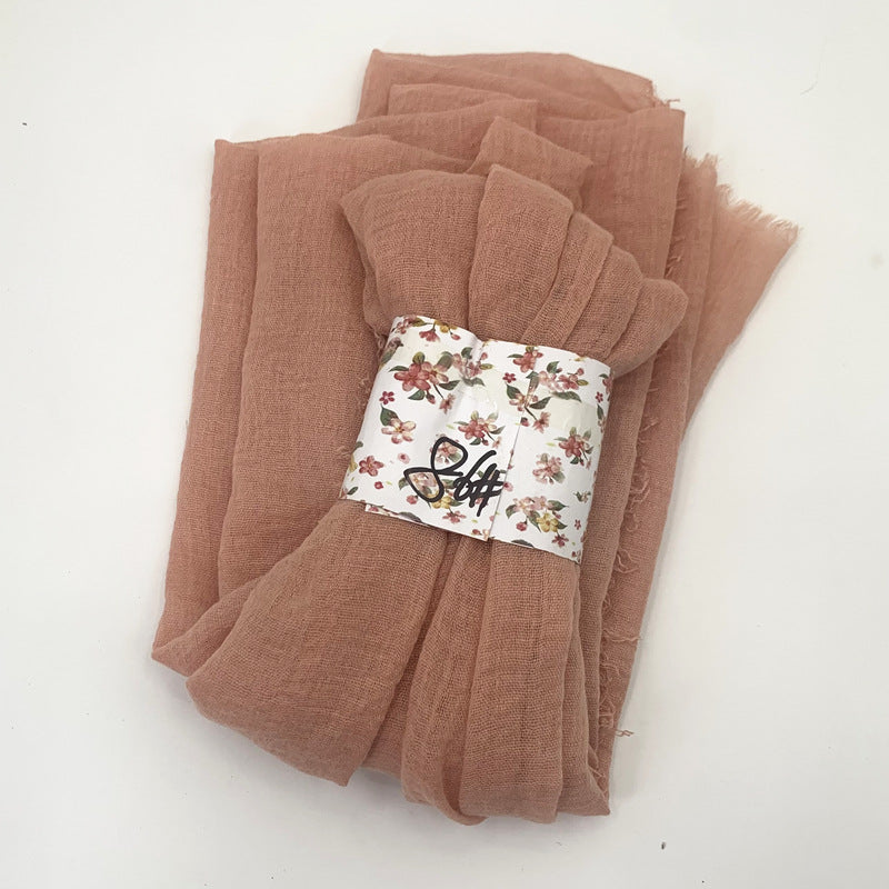 WJ01  Plain Seersucker Crinkle Fringe Edge Large Hijab