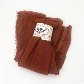 WJ01  Plain Seersucker Crinkle Fringe Edge Large Hijab