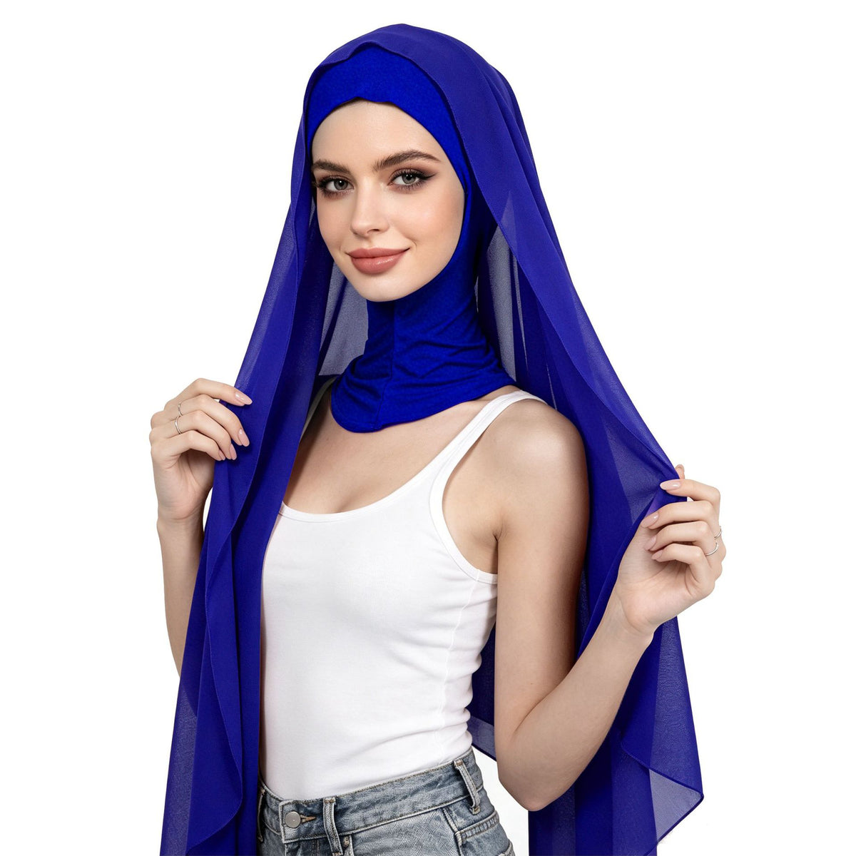CB-01  Chiffon Scarf Hat Set with Pearl