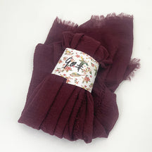 WJ01  Plain Seersucker Crinkle Fringe Edge Large Hijab