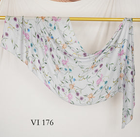 DL001  Modal printed hijab with square corners and rolled hem