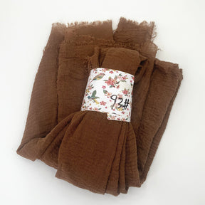 WJ01  Plain Seersucker Crinkle Fringe Edge Large Hijab