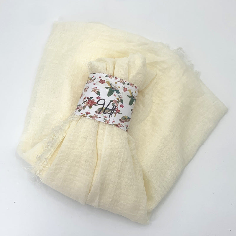 WJ01  Plain Seersucker Crinkle Fringe Edge Large Hijab