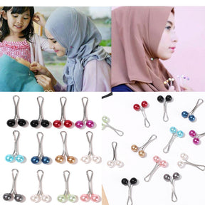 ZK104 Women's hijab pearl U-pins clip headscarf pins 12pcs/dozed