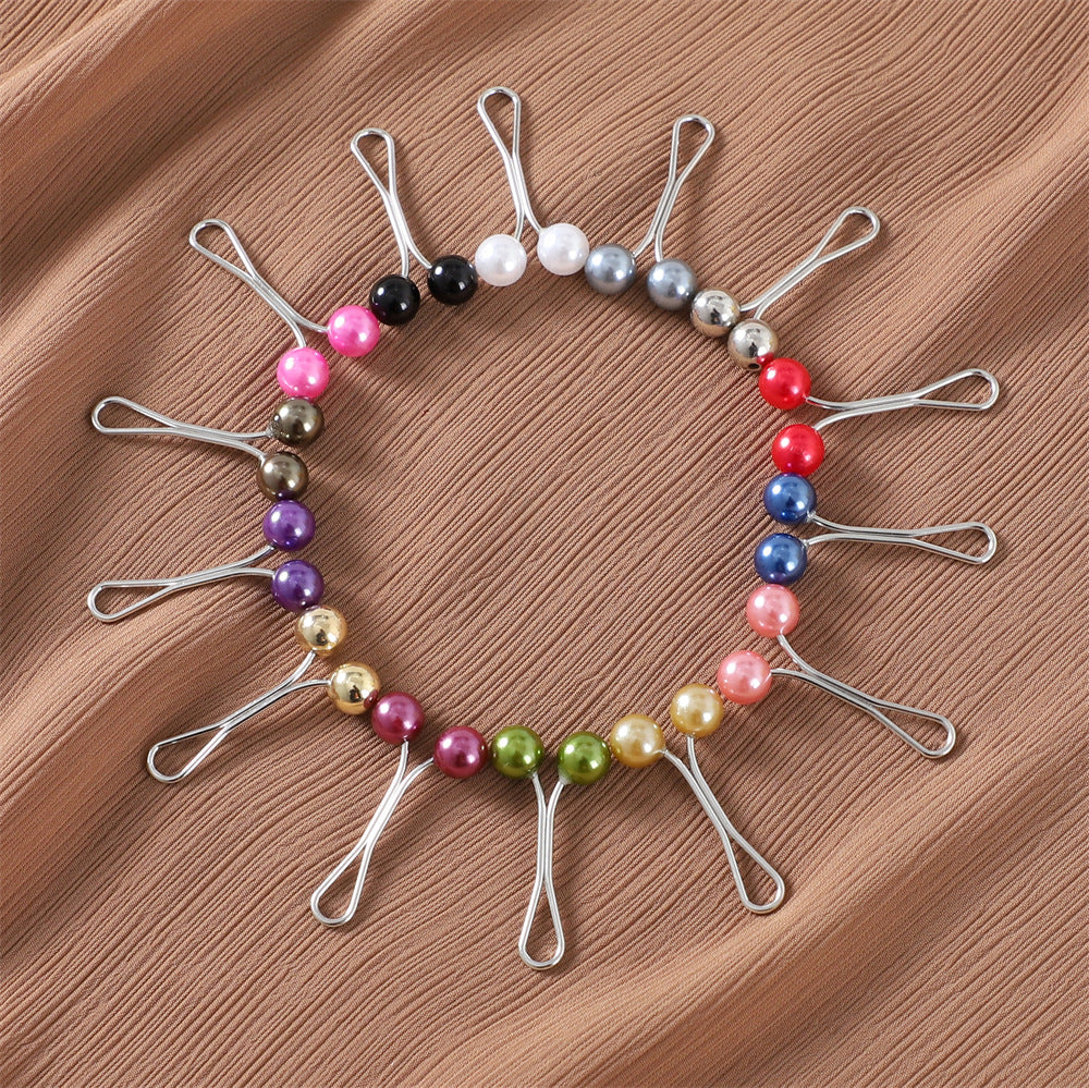 ZK104 Women's hijab pearl U-pins clip headscarf pins 12pcs/dozed