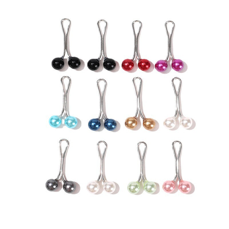 ZK104 Women's hijab pearl U-pins clip headscarf pins 12pcs/dozed