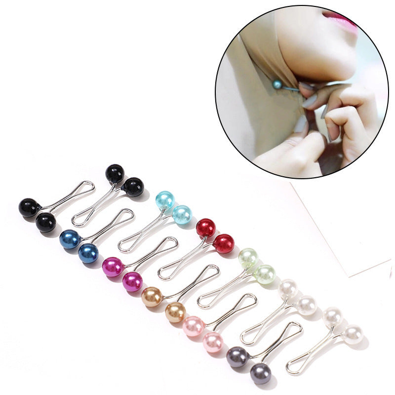 ZK104 Women's hijab pearl U-pins clip headscarf pins 12pcs/dozed