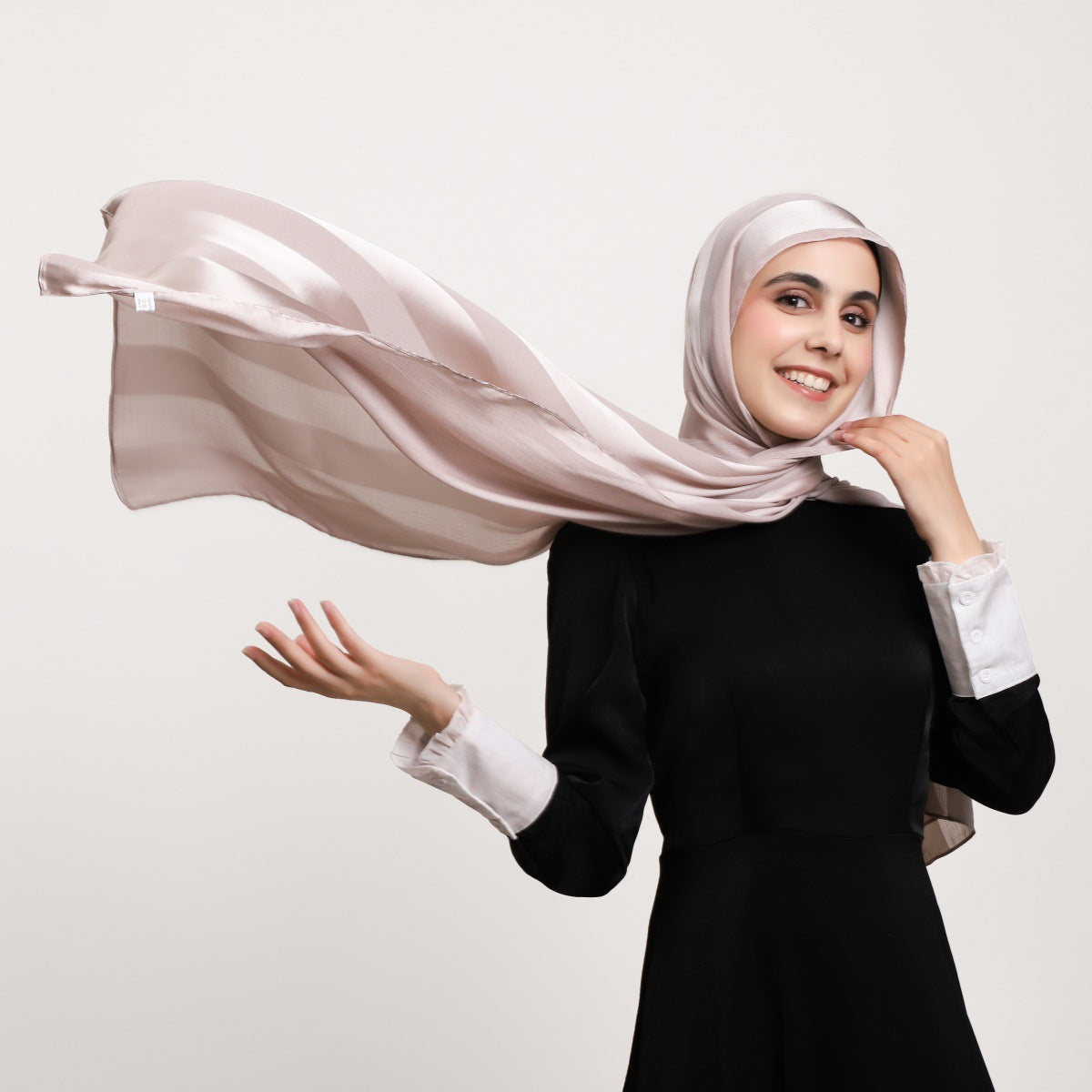 YZ291 Striped Satin Long Scarf Shawl