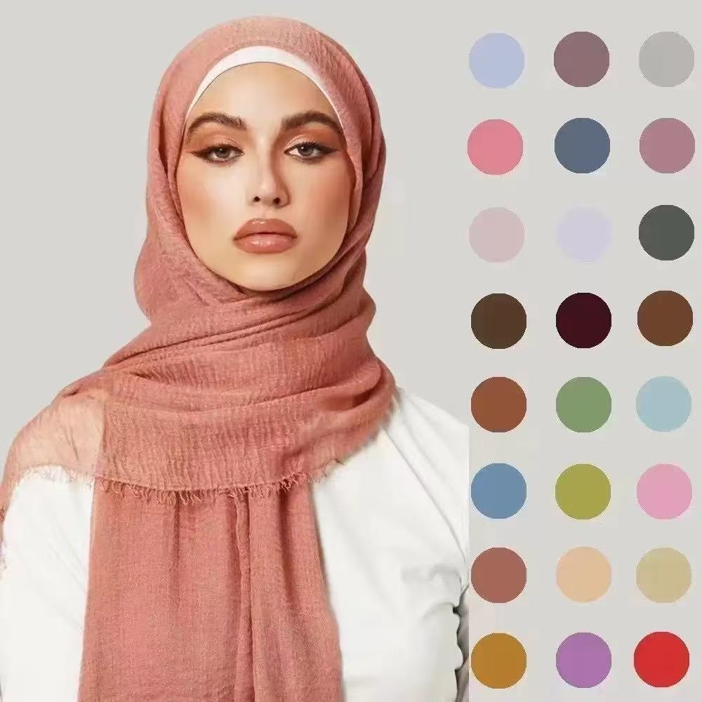 MSL090  plain color wholesale crinkle cotton hijab