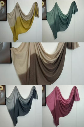 YC005  Gradient Printed Modal Crinkled Short Tassel Hijab
