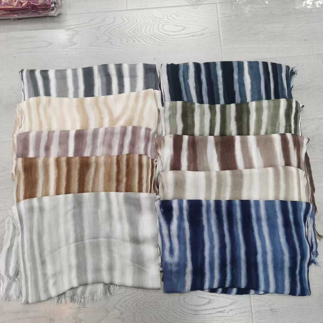 YC002  Printed Modal Ink Wash Crinkled Hijab