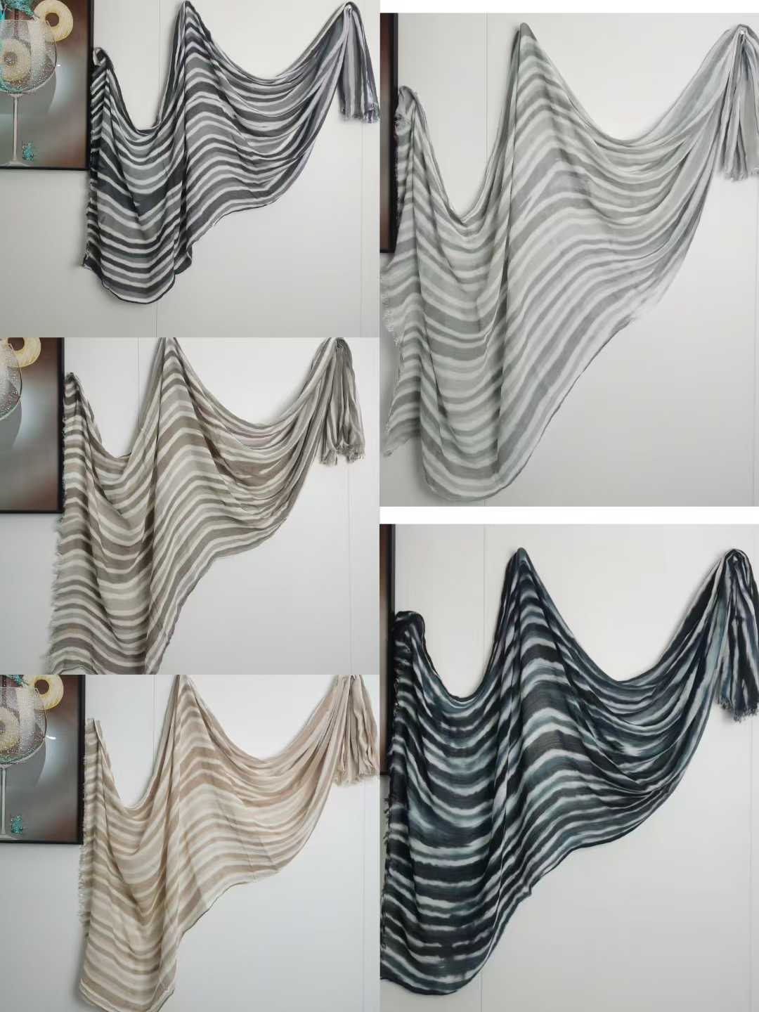 YC002  Printed Modal Ink Wash Crinkled Hijab