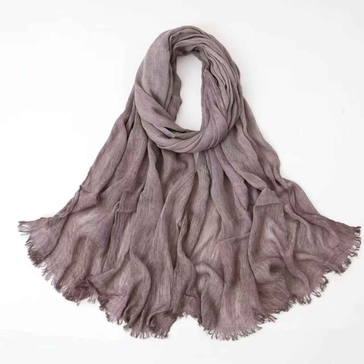 SS004  Modal dirty dyed wrinkled small tassel hijab