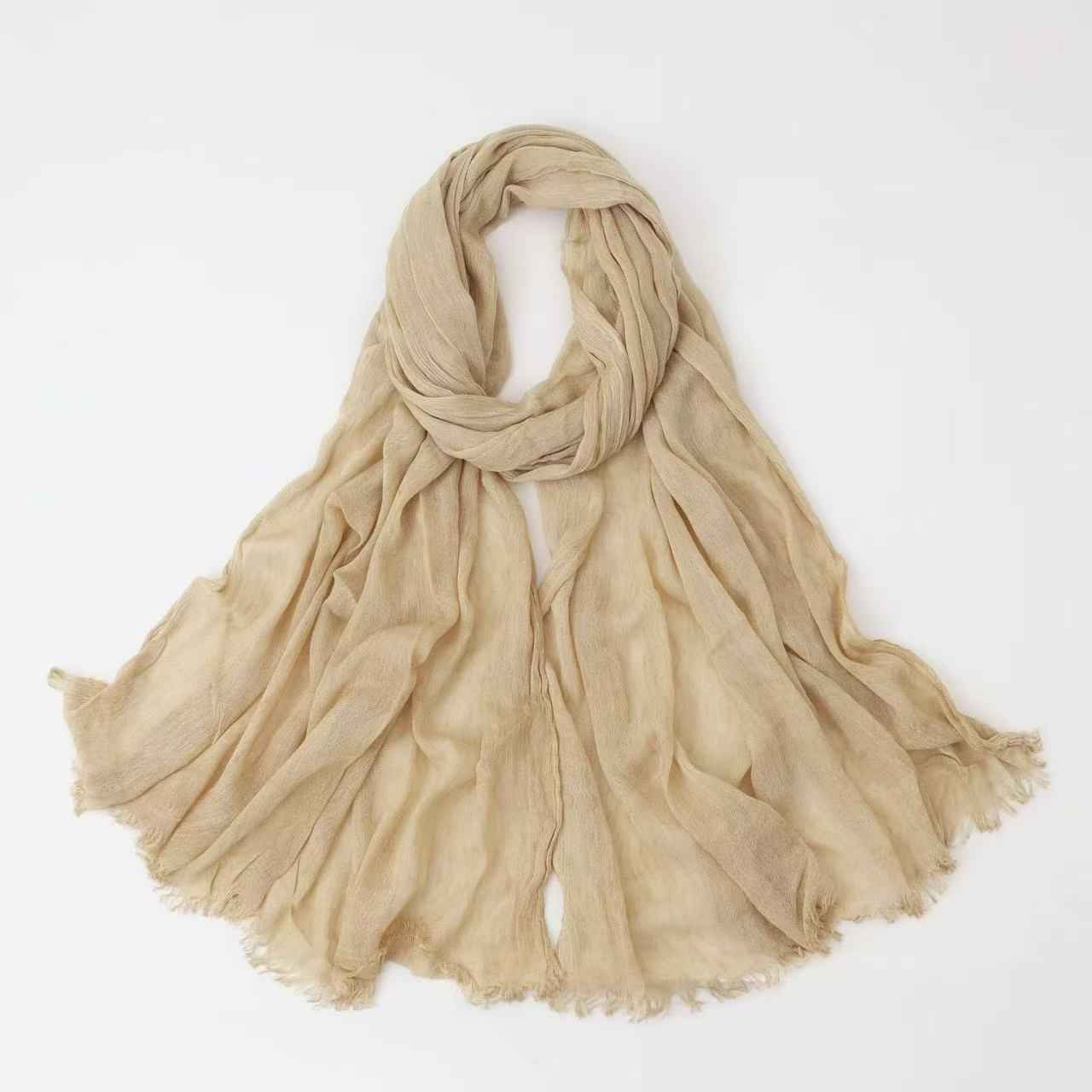 SS004  Modal dirty dyed wrinkled small tassel hijab