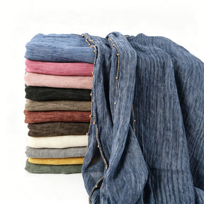 YC011  Plain Crinkle Rayon Handcrafted Chain Hijab- MOQ:10pcs