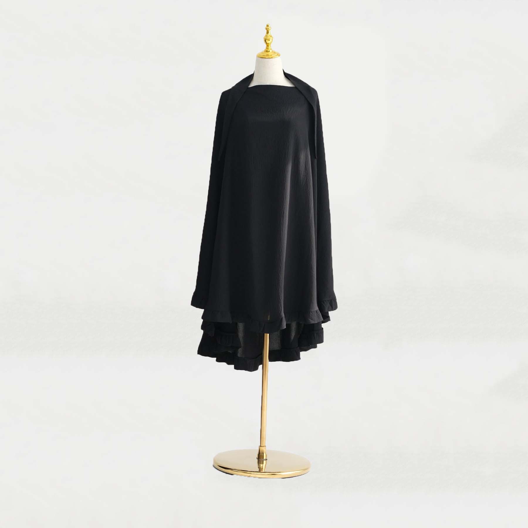 HJ912  Plain Polyester Ruffle Wide-Drape Hijab