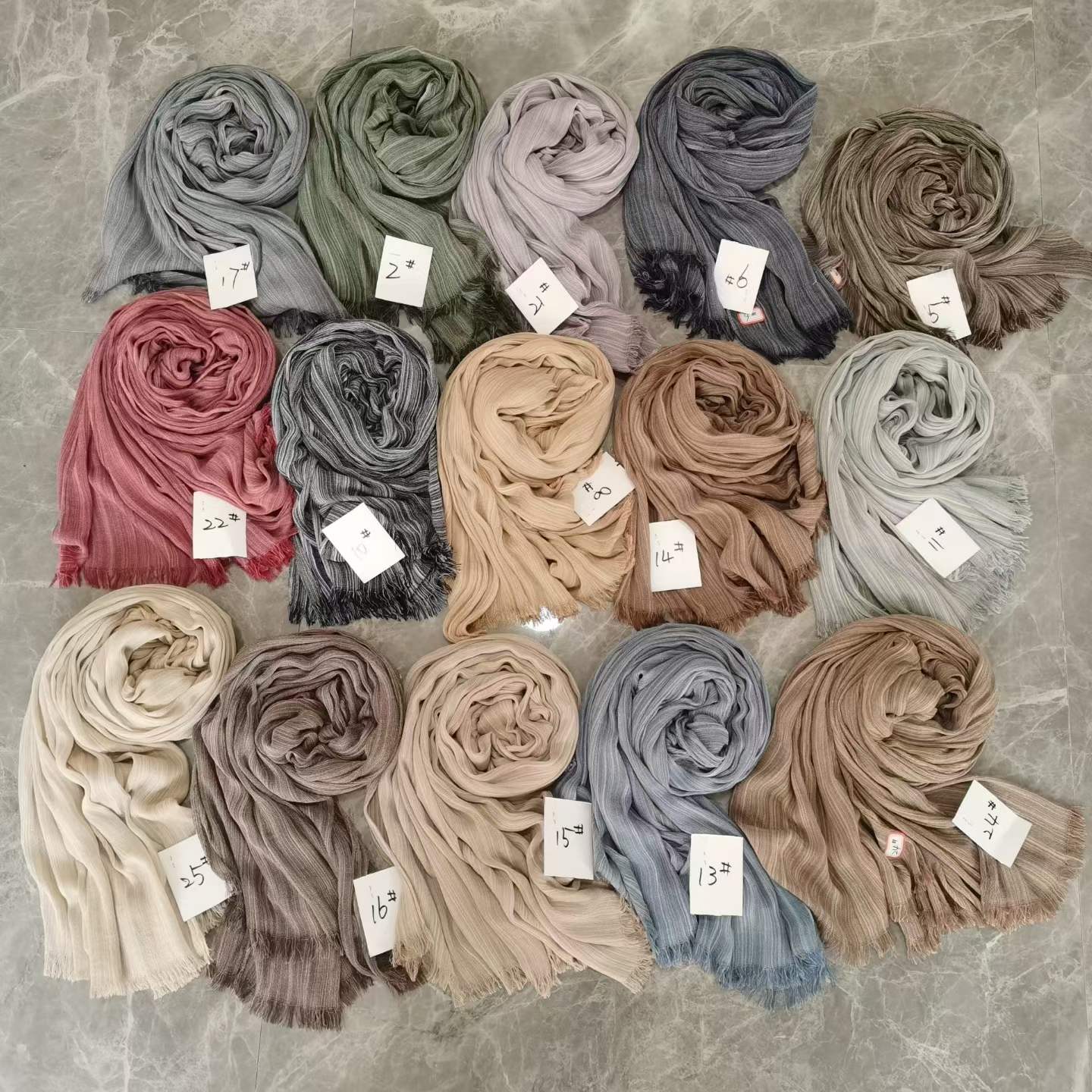 YC004  Printed Modal Crinkled Short Tassel Hijab