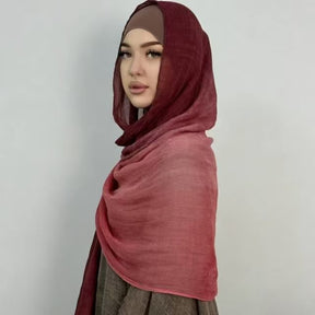 YC003  Striped Gradient Crinkled Short Tassel Printed Modal Hijab