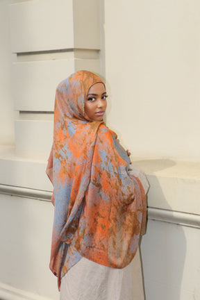 MYX012 Turmeric Tie-Dye Series tudung print tudung/selendang kapas poliester