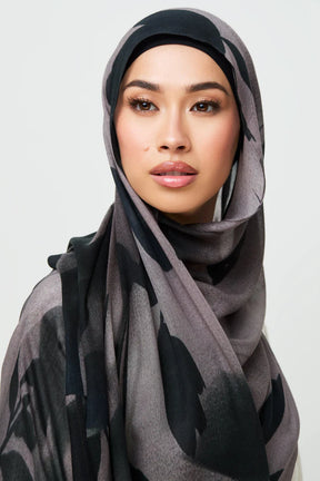 MY008 Hijab - Shadow Petals  hijab/tudung  hijab  printed scarf  printed sacrf  printed hijab  模板样式